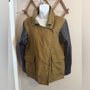 Aritzia Wilfred free linen faux leather blend olive green utilitarian ladies M